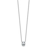14k White Gold 3 carat Lab Grown Diamond VS/SI+ G+ Oval Complete Four Prong 18 inch Pendant Necklace